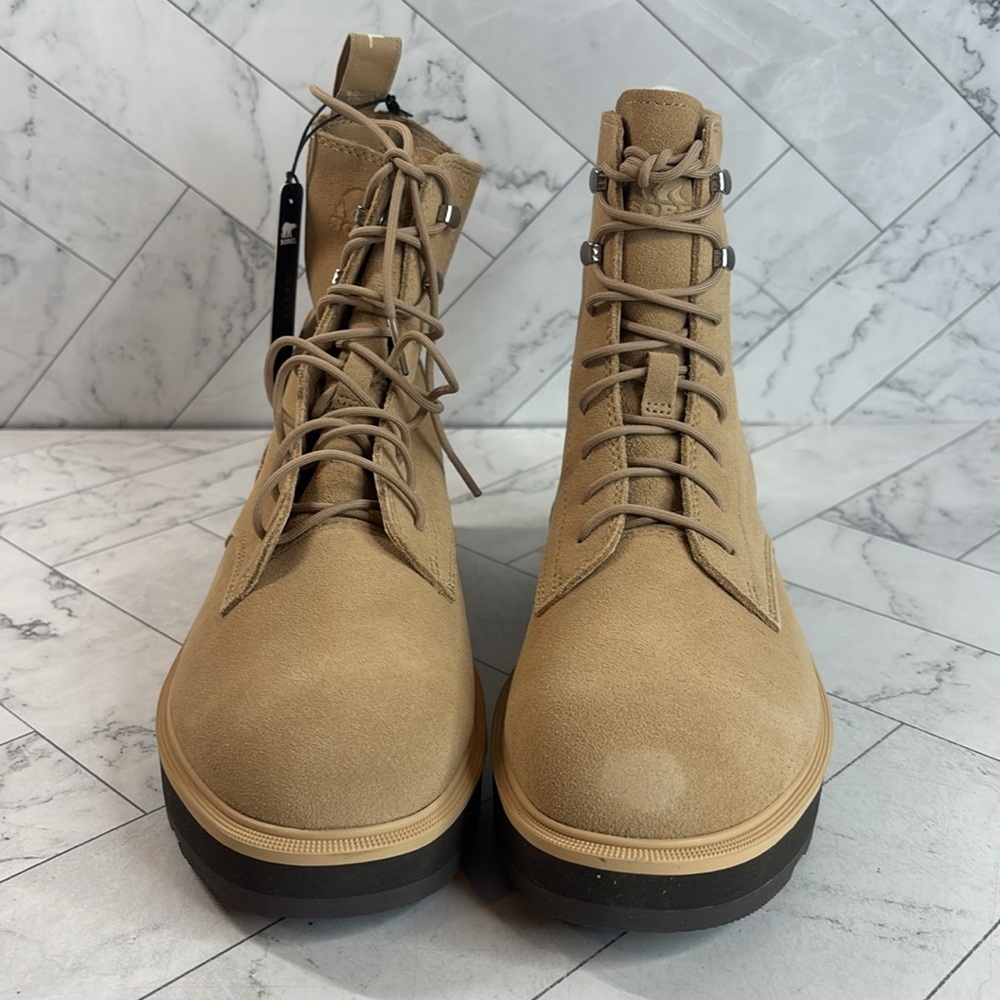 Sorel Hi-Line Tan Suede Waterproof Lace-Up Lightweight Combat Boot. 10. NWT!! - Picture 3 of 9